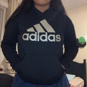 Blue Adidas Hoodie w/ glitter logo